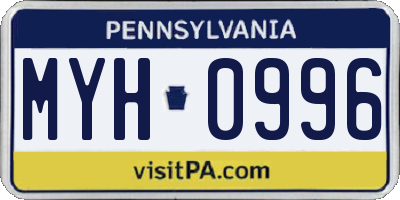 PA license plate MYH0996
