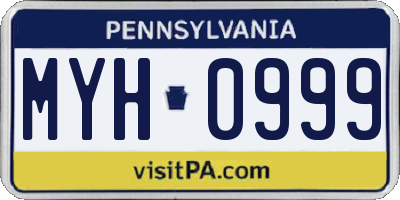 PA license plate MYH0999