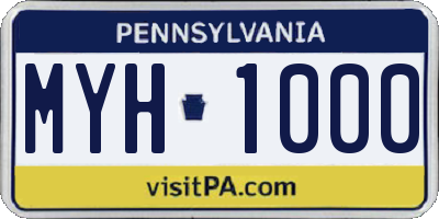 PA license plate MYH1000