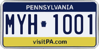 PA license plate MYH1001