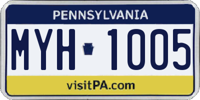 PA license plate MYH1005