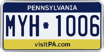 PA license plate MYH1006
