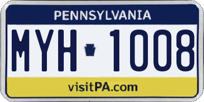 PA license plate MYH1008