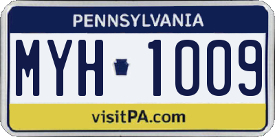 PA license plate MYH1009
