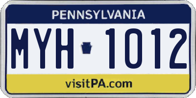 PA license plate MYH1012