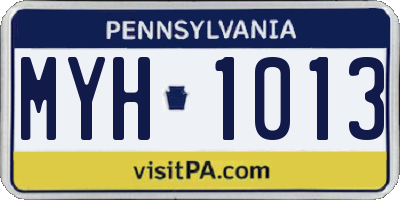 PA license plate MYH1013