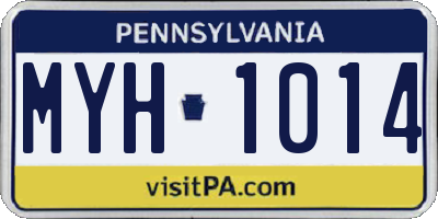 PA license plate MYH1014