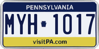 PA license plate MYH1017