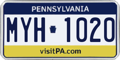 PA license plate MYH1020
