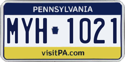 PA license plate MYH1021