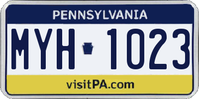 PA license plate MYH1023