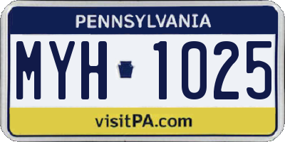 PA license plate MYH1025