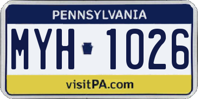 PA license plate MYH1026