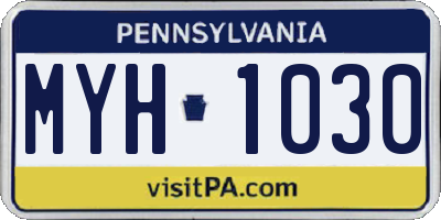 PA license plate MYH1030