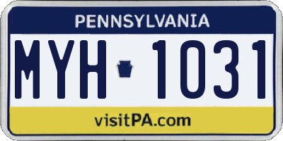PA license plate MYH1031