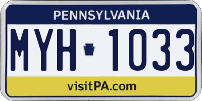 PA license plate MYH1033