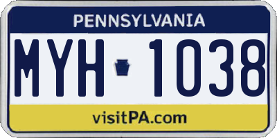 PA license plate MYH1038