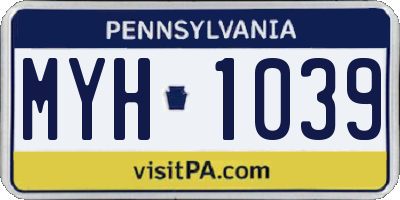 PA license plate MYH1039