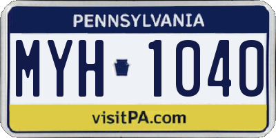 PA license plate MYH1040