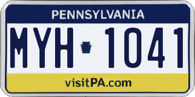 PA license plate MYH1041