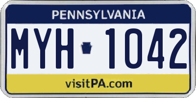 PA license plate MYH1042