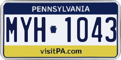 PA license plate MYH1043