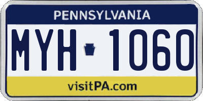 PA license plate MYH1060