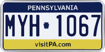 PA license plate MYH1067