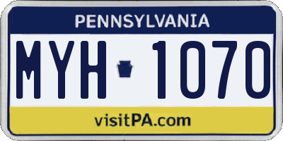 PA license plate MYH1070