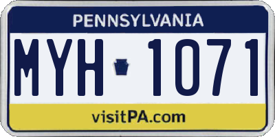 PA license plate MYH1071