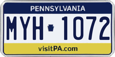 PA license plate MYH1072