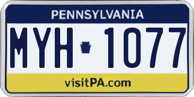 PA license plate MYH1077