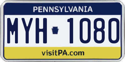 PA license plate MYH1080