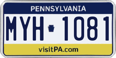PA license plate MYH1081