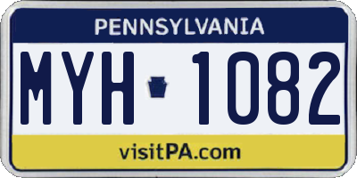 PA license plate MYH1082