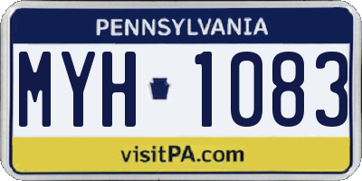 PA license plate MYH1083