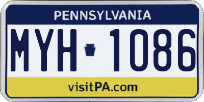 PA license plate MYH1086