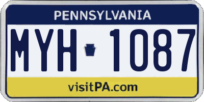 PA license plate MYH1087
