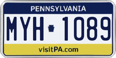 PA license plate MYH1089