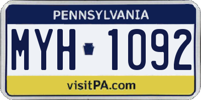 PA license plate MYH1092