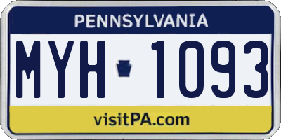 PA license plate MYH1093