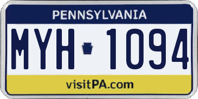 PA license plate MYH1094