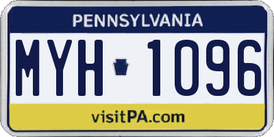 PA license plate MYH1096