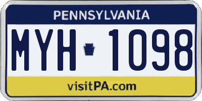 PA license plate MYH1098