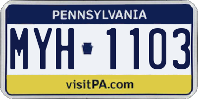 PA license plate MYH1103