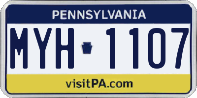 PA license plate MYH1107