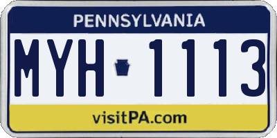 PA license plate MYH1113