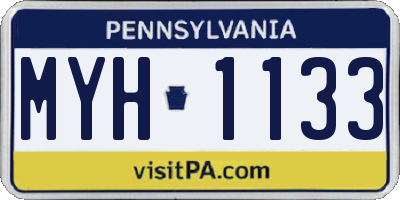 PA license plate MYH1133