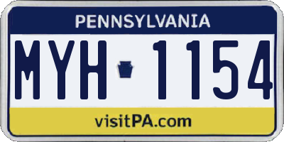 PA license plate MYH1154