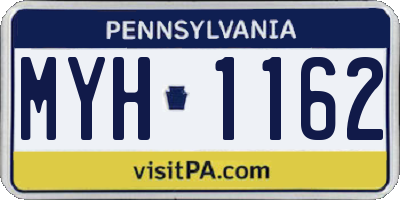PA license plate MYH1162